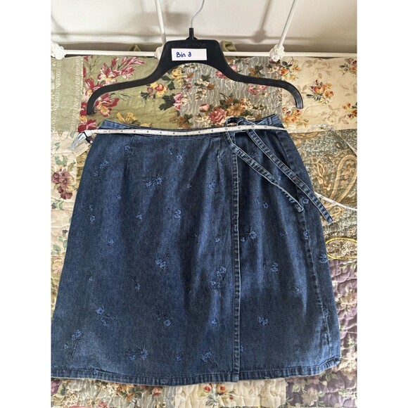 Vintage Paul Harris Designs Denim Skirt Floral Embroidery 8 90’s y2K Jeans - Picture 5 of 5